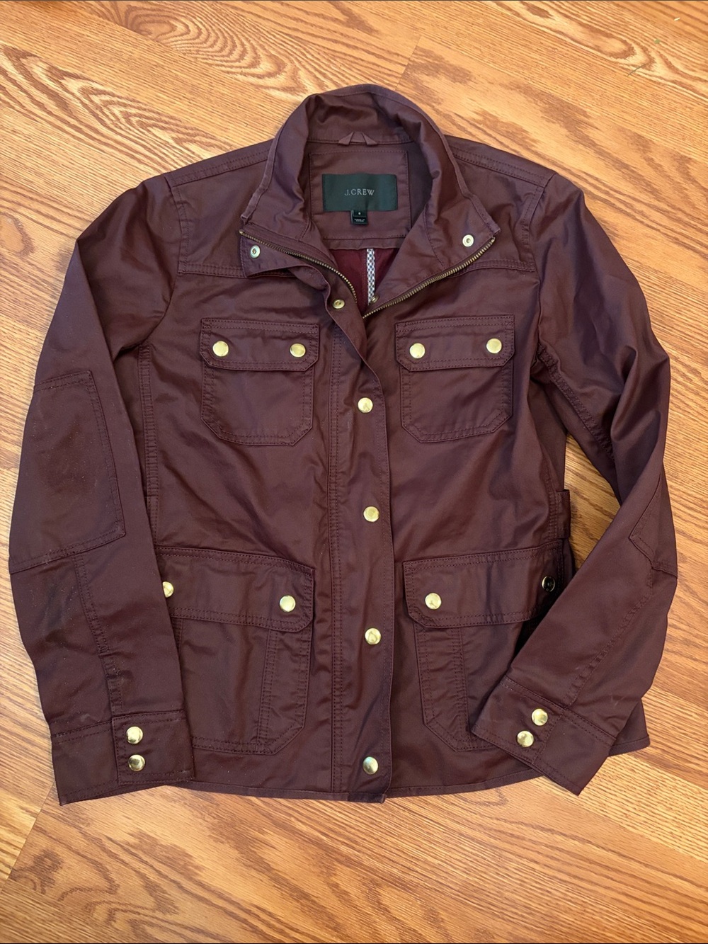J. Crew Field Jacket in Burgundy with Gold Hardware